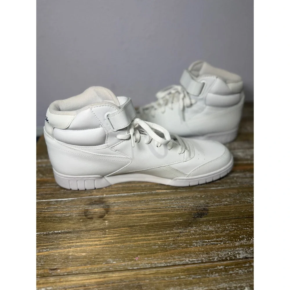 Reebok Ex-O-Fit Hi Mens White Leather High Top Retro Streetwear Sneakers